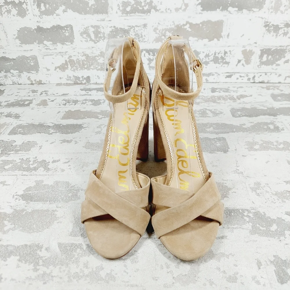 New Sam Edelman Yancy Nude Leather Ankle Strap Sandal  F353 - Picture 3 of 13